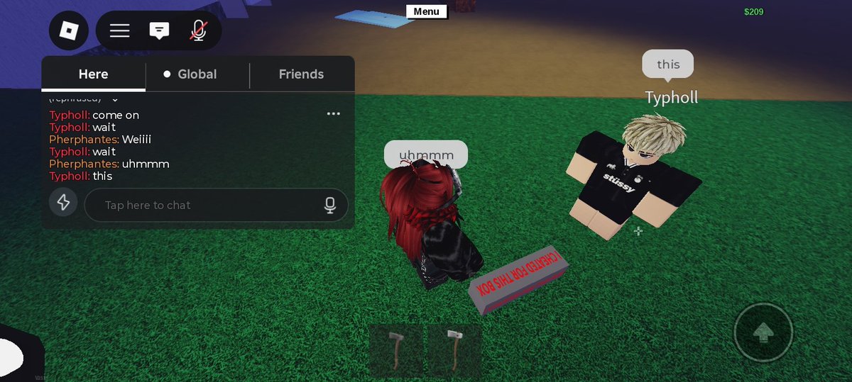 MeguNahtic's tweet photo. So I'm playing Lumber Tycoon, what is this kid giving me? https://t.co/UTkvEXzLOF