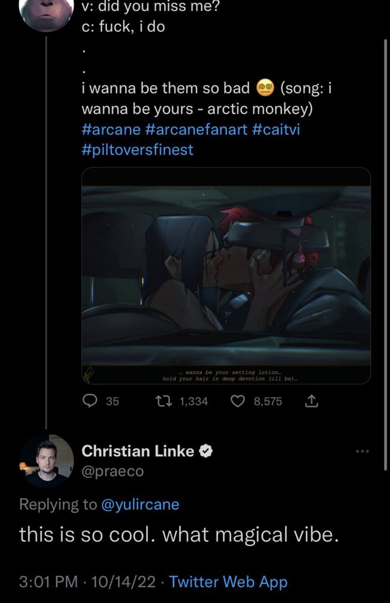 kiracrest02's tweet photo. christian linke was reposting caitvi fanarts before season two aired and my ass still thought that caitvi won't be endgame in s2 😭 https://t.co/h8EyLR52gL