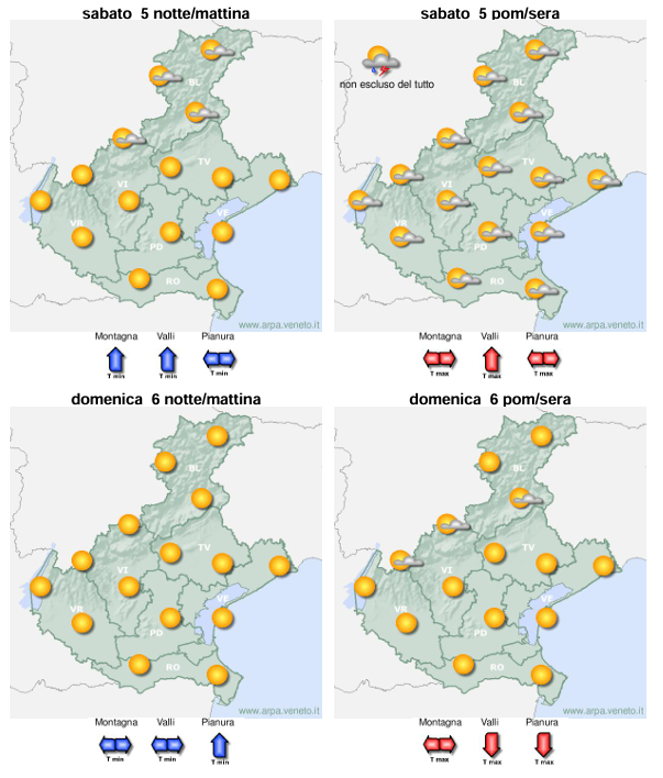 arpaveneto's tweet photo. #meteoweekend #veneto caldo e soleggiato, con unica insidia qualche rovescio sui monti sabato pomeriggio. Venti moderati da NE domenica mattina. Dettagli 👉🫳https://t.co/7FBsNbqSrD https://t.co/hvnP9HzWk5