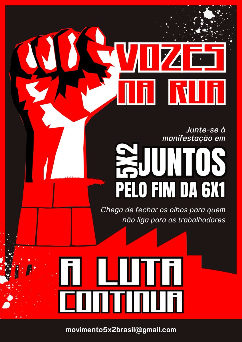 movimento5x2ofc's tweet photo. 📢 PROCURAMOS COORDENADORES ESTADUAIS
O movimento pelo fim da escala 6x1. Estamos procurando pessoas interessadas em ajudar a organizar a mobilização em seus estados. Precisamos de pessoas responsáveis, pacíficas, organizadas e comprometidas com a pauta. 

#FimDa6x1 https://t.co/6IR9OQubea