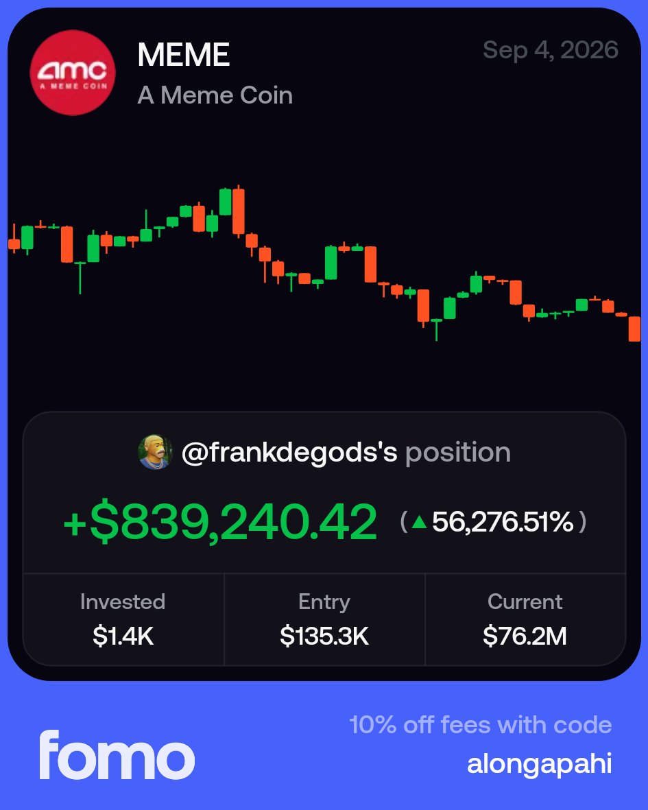 alongapahi's tweet photo. I saw this coin on pumpfun app,,, at 9.5mil Mcap but i faded because i can't trade on the phone (without my pc setup)..
meanwhile @frankdegods was in at 135k Mcap and he's up 500x ..
.he just made a mil in 3hrs
.
IS IT LUCK or  INSIDER INFO?? https://t.co/MAQ4ypMQfz