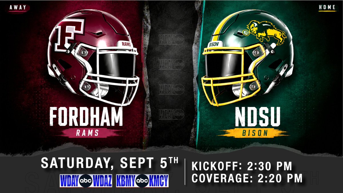 WDAYprogramming's tweet photo. 🏈#NDSU vs #Fordham begins at 2:20pm on WDAY/WDAZ!  ABC CFB coverage can be seen on WDAY Xtra (6.3/8.3). https://t.co/8t3l8VfCFy