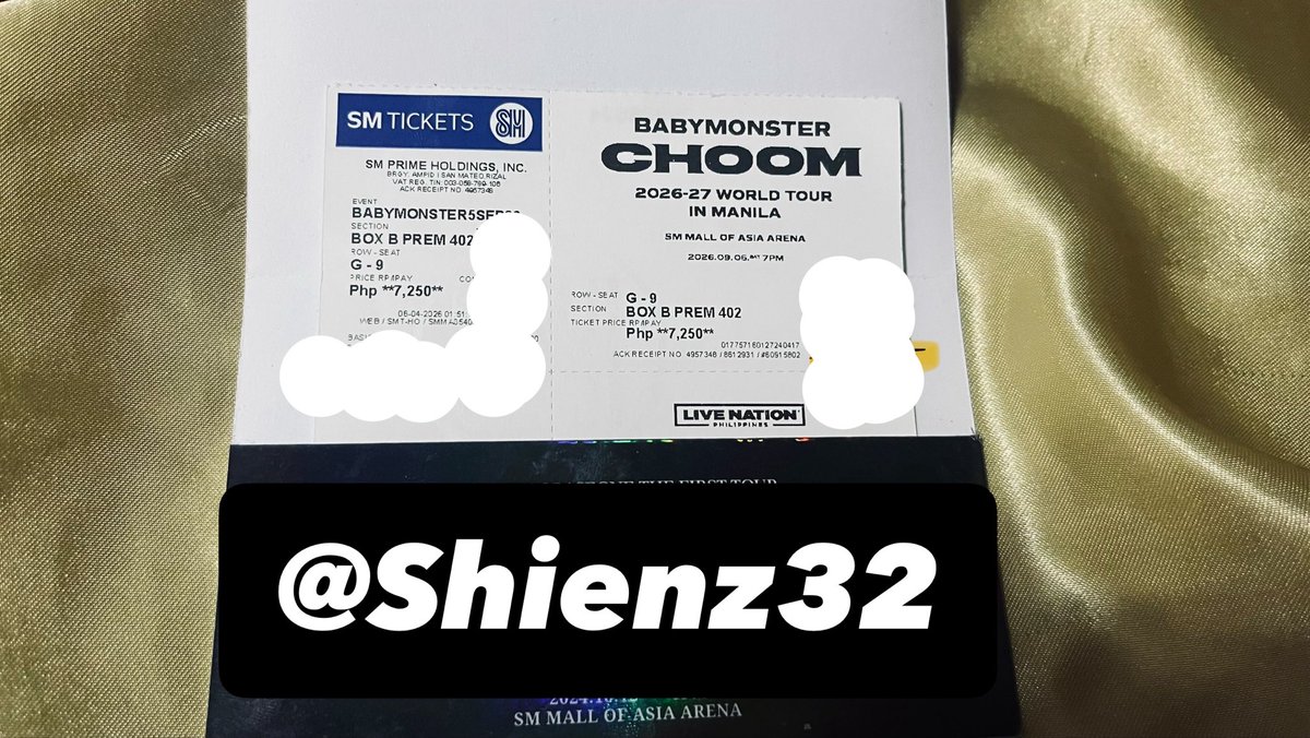 shienz32's tweet photo. WTS LFB BABYMONSTER CHOOM TICKET
BOX B PREMIUM 402

RFS: LILIPAT PO IBANG SEATS

MEET UP NALANG PO BUKAS 🥹💜 https://t.co/70M6gUv5XJ