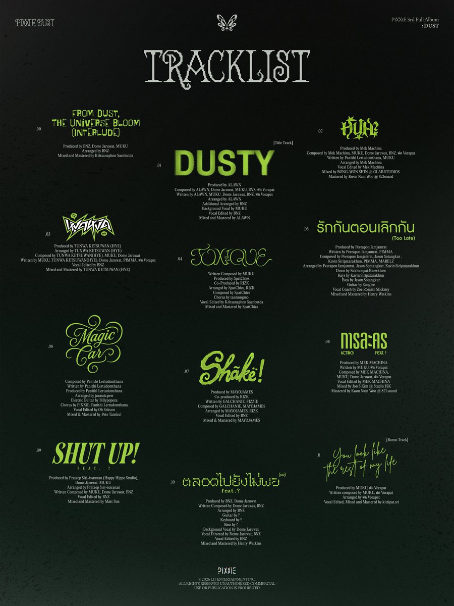 pixxieph's tweet photo. PiXXiE 3rd Full Album
‘DUST’
<TRACKLIST>
#PiXXiE
#PiXXiE_DUST
#PiXXiE_3rdFullAlbum
#DUSTEMBER
#litentertainmentth #PiXXiEPH https://t.co/3HZpGUGS0c