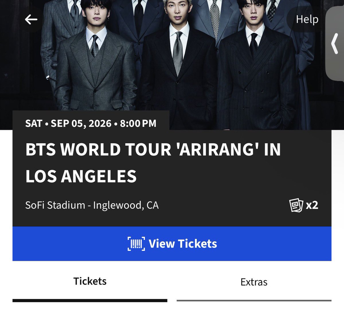 gyullri's tweet photo. the army did not let me attend this BTS concert who tryna buy it off me i am willing to negotiate hella for them 🤣🤣 its 2 tickets  for VIP seats in LA  

#bts
#btsinLA
#BTS_SWIM 
#BTS_WORLDTOUR_ARİRANG 
#btstickets https://t.co/IrrrblE8wo