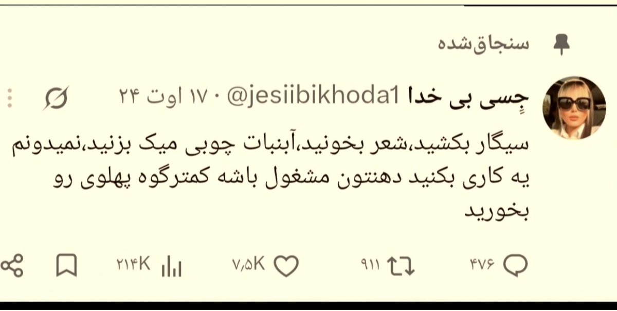 bikhodajesii's tweet photo. دو سال از این توییت تاریخی و البته فوق‌سوزشی گذشت. 🔥
این روزها می‌بینم توی اینستاگرام خیلی‌ها از این توییت من استفاده می‌کنن و باعث جرواجر شدن پهلوی ستیزا میشن. https://t.co/7HD1VAKEnJ
