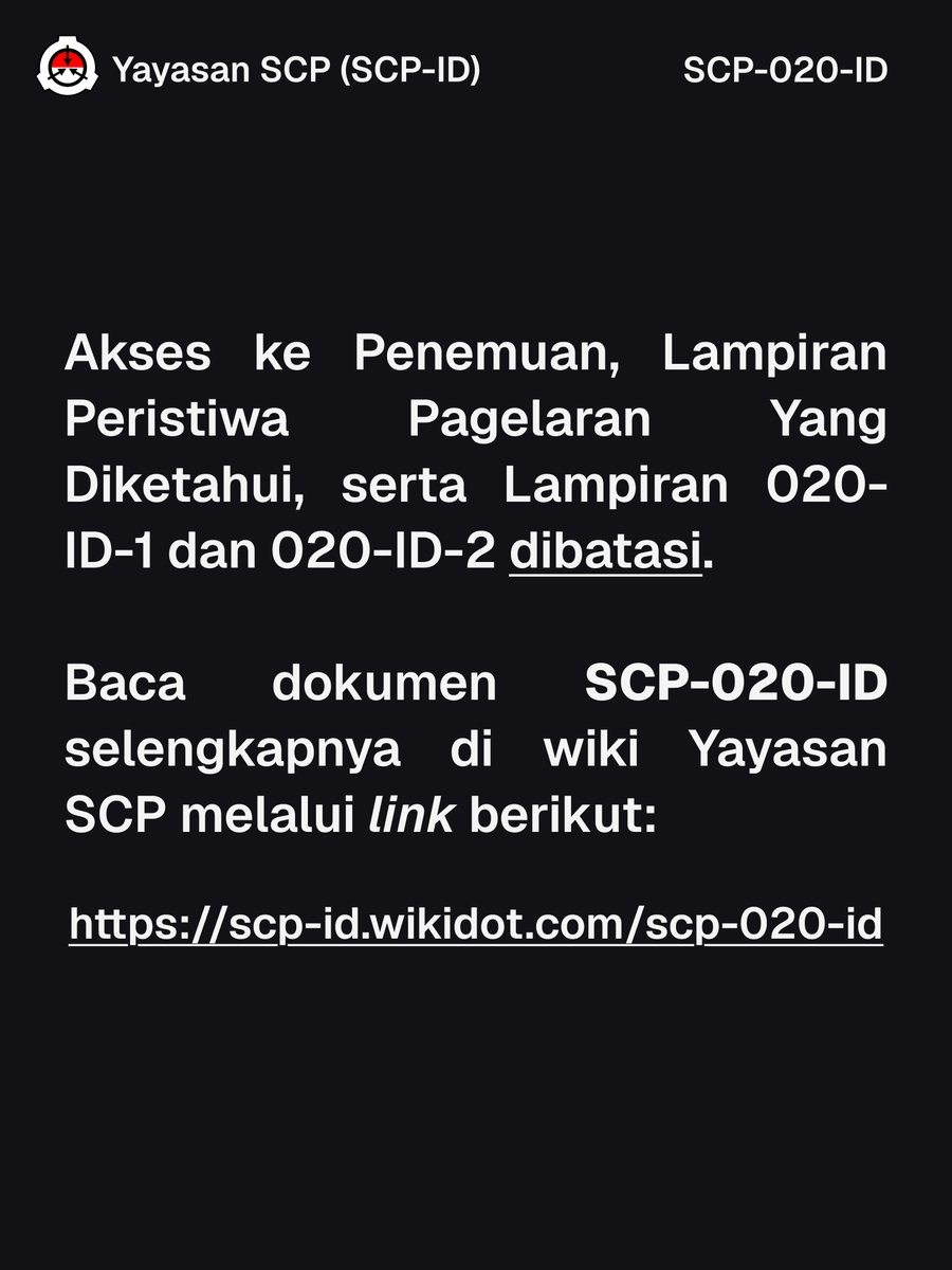 YayasanSCP's tweet photo. SCP-020-ID - Pertunjukan Larut Malam (2/2)

SCP-020-ID ditulis oleh PhoenixOfHope
https://t.co/M0qXuE56FV https://t.co/Tp6gLvKHq5