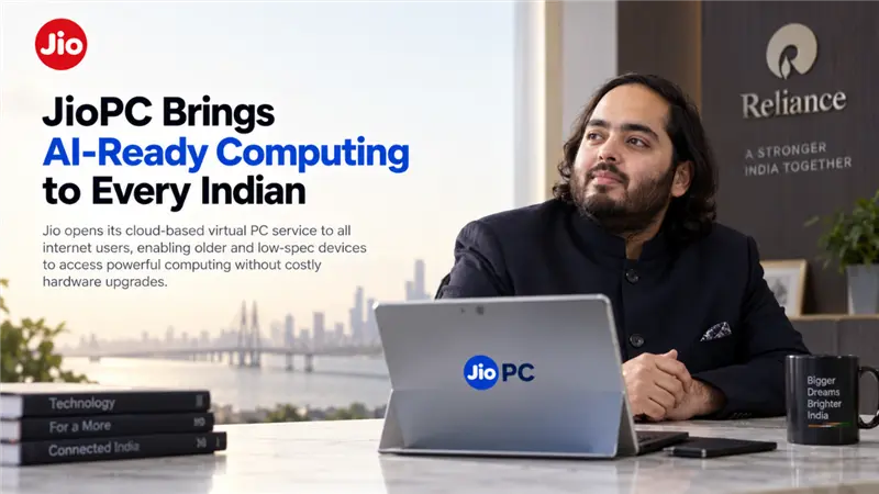 NewsKiDuniya6's tweet photo. JioPC is bringing AI-ready computing to every Indian! 🇮🇳 With its cloud-based virtual PC, users can access powerful computing without needing expensive hardware upgrades. A big step toward making next-gen technology more accessible. 
 #JioPC #AI #Reliance #DigitalIndia https://t.co/YQtfnjqAR8