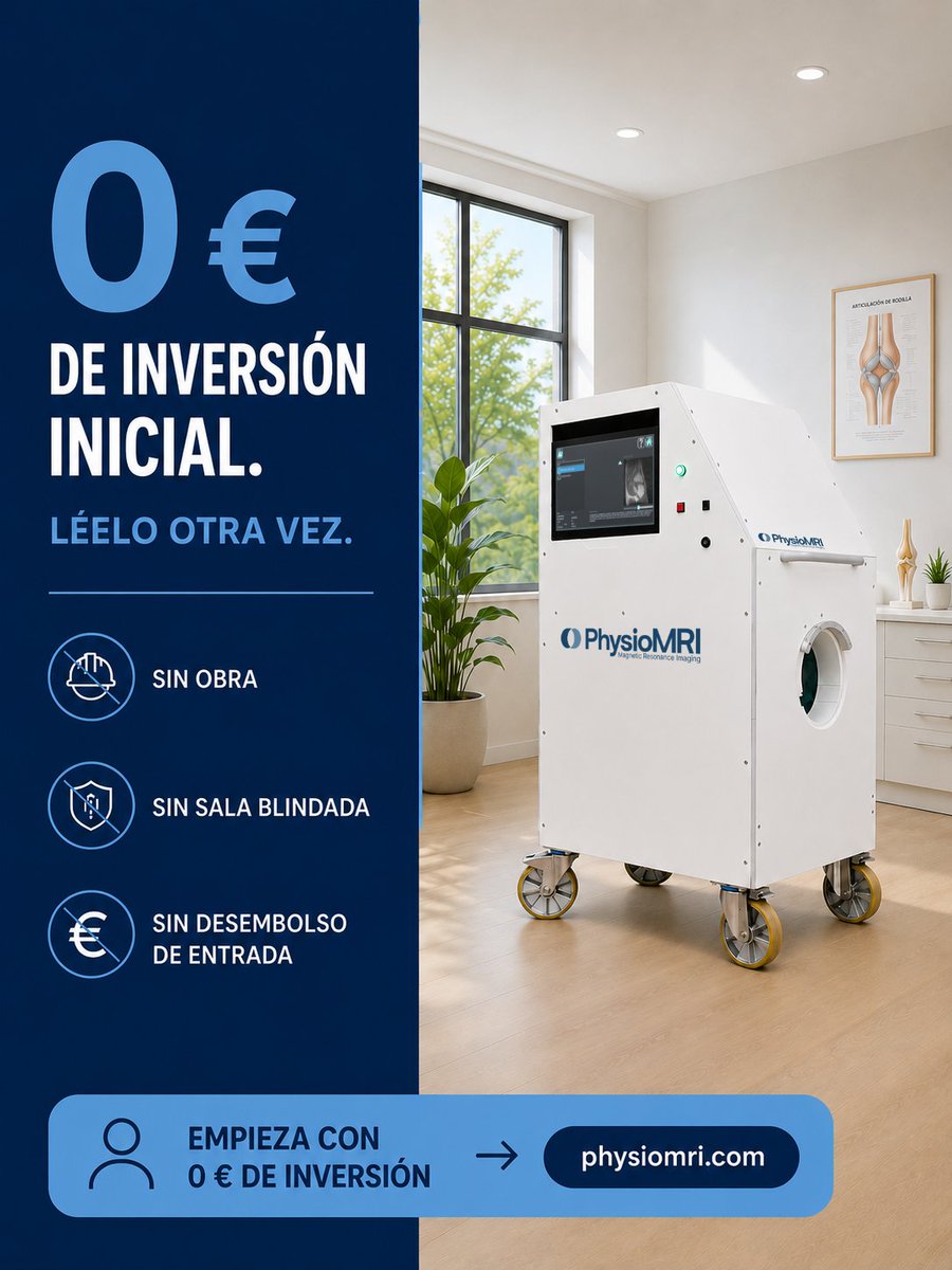 physiomri's tweet photo. 0 € de inversión inicial.

Sin obra. Sin sala blindada. Sin desembolso de entrada.

Una nueva forma de incorporar resonancia magnética a tu clínica y ampliar tus servicios.

👉 https://t.co/pSRwHz5WbQ https://t.co/popTE3OkZS