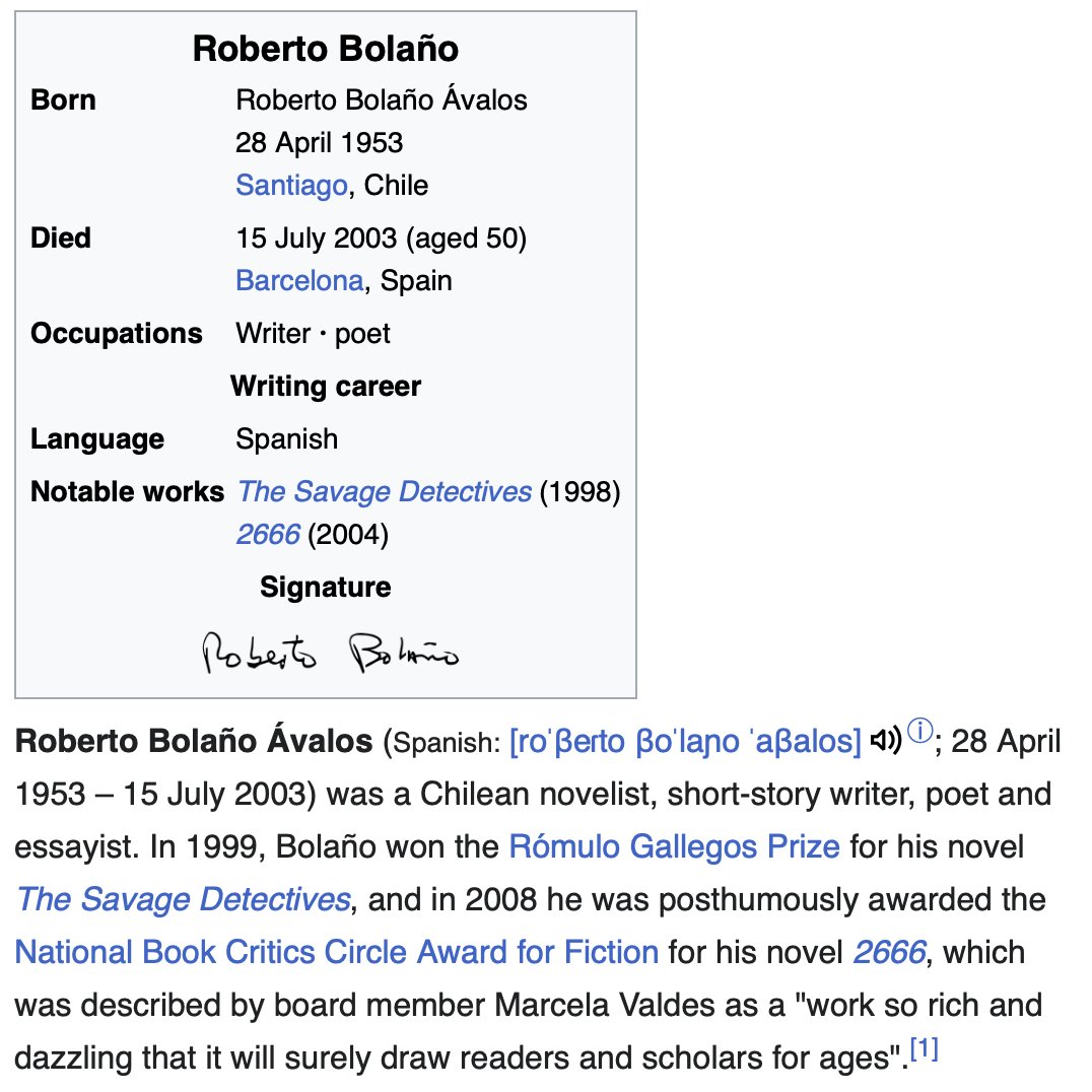 _michaelbarron's tweet photo. Someone has been removing images of Roberto Bolaño from his Wikipedia pages, either leaving them blank or replacing them with this dubious sketch: https://t.co/laCbTdmSoZ