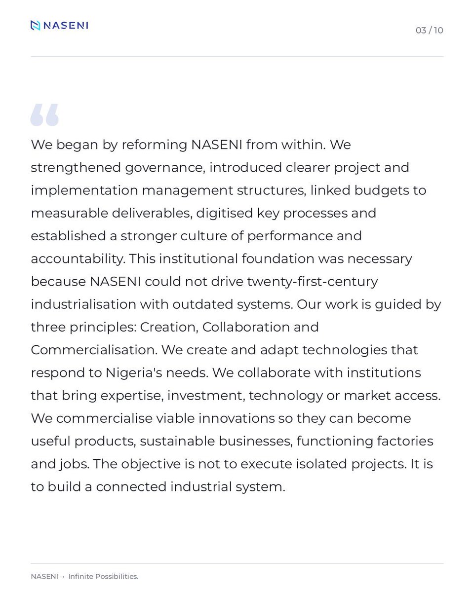 KSHalilu's tweet photo. Three years ago, President @officialABAT gave NASENI a clear mandate: become Nigeria’s primary technology-transfer agency and turn research into results.

Today marks three years since I assumed that office. I’ve put together the full reflection here, on where we started, what we’ve built, and the standard I believe the next phase must be measured against.

It’s a long read, but I wanted to share it in full rather than a summary. Swipe through, or find the complete statement linked below.

Read the full statement: https://t.co/KDofae2gTE

#RenewedHopeAgenda #InfinitePossibilities #NigeriaFirst