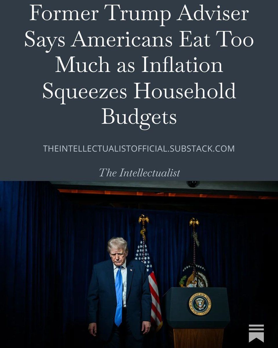 highbrow_nobrow's tweet photo. Former Trump adviser Stephen Moore says Americans “eat too much,” framing rising food costs as a matter of personal consumption as inflation tightens household budgets—drawing sharp backlash. 
https://t.co/Cd8qaGGzVP https://t.co/7JeayZtXEC