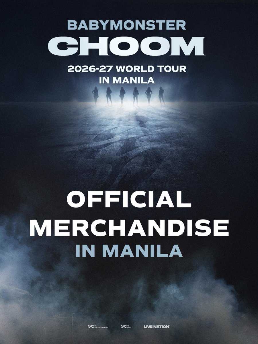 livenationph's tweet photo. BABYMONSTER 2026–27 WORLD TOUR [춤 (CHOOM)] IN MANILA
🛍️ Tour Merchandise Info

Available tomorrow (9/5) at the venue!
🎁 Get 1 random photocard (out of 6) for every PHP 2,400 spent.

See you, MONSTIEZ! ❤️

* Booth location and operating hours are shown in the image.
* Limited quantities available—while supplies last.

#BABYMONSTER #WORLD_TOUR #춤 #CHOOM #MANILA #MONSTIEZ