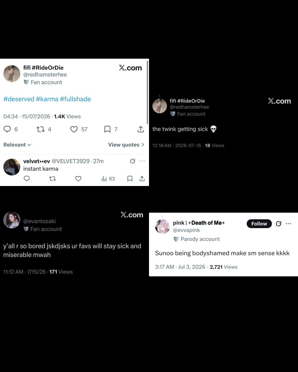 petitjudee's tweet photo. @jjong_nyangi Evaneers really love acting like they have the moral high ground and lecturing everyone, meanwhile they were literally wishing enhypen would get injured on tour, gloating over sunoo  being sick, and hoping the members would get mistreated and dragged by kpoppies https://t.co/YEX7I0UfGD