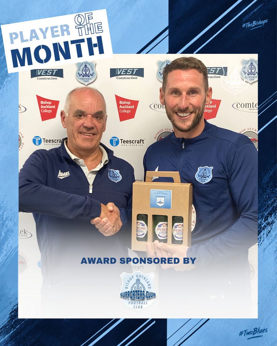 bishopafc's tweet photo. 🏆 PLAYER OF THE MONTH | GARY MARTIN

Congratulations to Gary Martin, who has been voted your Bishop Auckland FC Player of the Month for July & August! 👏💙

📊 11 Games
⚽ 7 Goals
🎯 8 Assists

A brilliant start to the season from the skipper, with 15 goal contributions in his opening 11 appearances. 🔥

The Player of the Month award is proudly sponsored by Bishop Auckland FC Supporters Club.

Gary is sponsored by:
• Carpets 2 U
• Rob Moncur
• RD Safety Services
• Street Pasta
• Brandon Keller Flooring

Congratulations, Gaz! 👏

#TheBishops | #TwoBlues