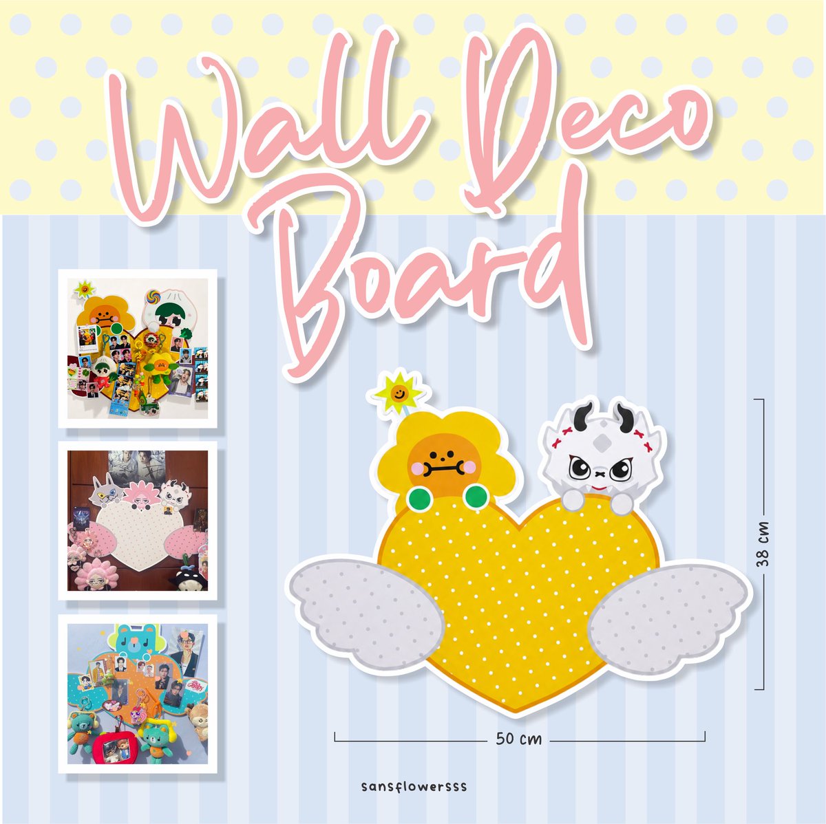 sansflowersss's tweet photo. ⋆˙⟡rt &amp; like are very appreciated♡  

ㅡ open 𝙋𝙧𝙚-𝙊𝙧𝙙𝙚𝙧 wall deco board by sansflowersss⭑.ᐟ  

🗓PO until 12 September 2026  
📍Bandung
💸130.000 dp 65.000/pc

⭐️FREE CUSTOMIZE Max 3 Mascots⭐️

🛒for more info and details : https://t.co/FqKMFIpTBL https://t.co/iUQ5boU0NQ