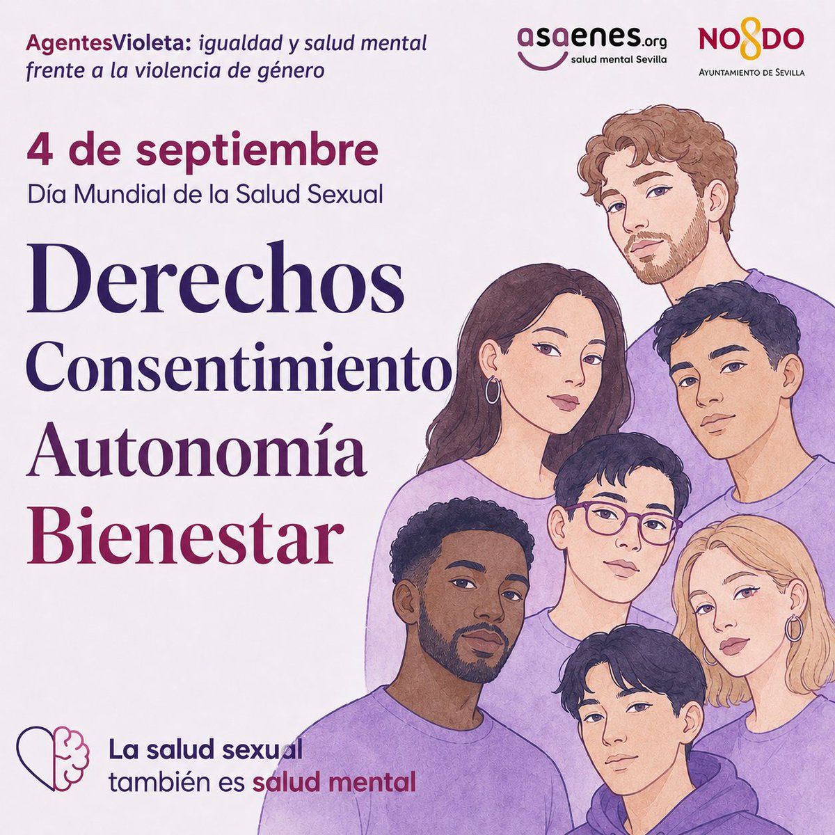 ASAENES's tweet photo. 💜 4 de septiembre | Día Mundial de la Salud Sexual.

👥La salud sexual también influye en cómo nos sentimos, nos relacionamos y vivimos nuestro propio cuerpo.

Cuidar la salud sexual conlleva una serie de estrategias fundamentales👇

🔹Acceder a educación sexual clara y rigurosa, que ayude a desmontar mitos y conocer nuestros derechos.

🔹Conocer el propio cuerpo, deseos y límites, favoreciendo una relación más consciente con la propia sexualidad.

🔹Pedir apoyo profesional cuando sea necesario, especialmente si existe malestar, dificultades en las relaciones o problemas relacionados con la sexualidad.

🔹Cuidar la salud sexual y reproductiva, utilizando medidas de prevención y accediendo a información y recursos sanitarios adecuados.

🔹Hablar de consentimiento, autonomía y relaciones seguras, también como parte de la prevención de la violencia sexual.

🗣️En #Asaenes trabajamos para acercar estas herramientas a jóvenes con problemas de #SaludMental y generar espacios donde puedan preguntar, informarse y tomar decisiones sobre su propia vida con mayor seguridad y autonomía.

🟣La salud sexual también es salud mental.

▪️#AgentesVioleta, proyecto financiado por el Servicio de la Mujer de la  Delegación de Barrios y Colectivos de Atención Preferente, Derechos Sociales, Empleo, Familia, Igualdad y Asociaciones del @Ayto_Sevilla.

#DiaMundialDeLaSaludSexual #RompiendoElSilencio #AbriendoMentes #Asaenes