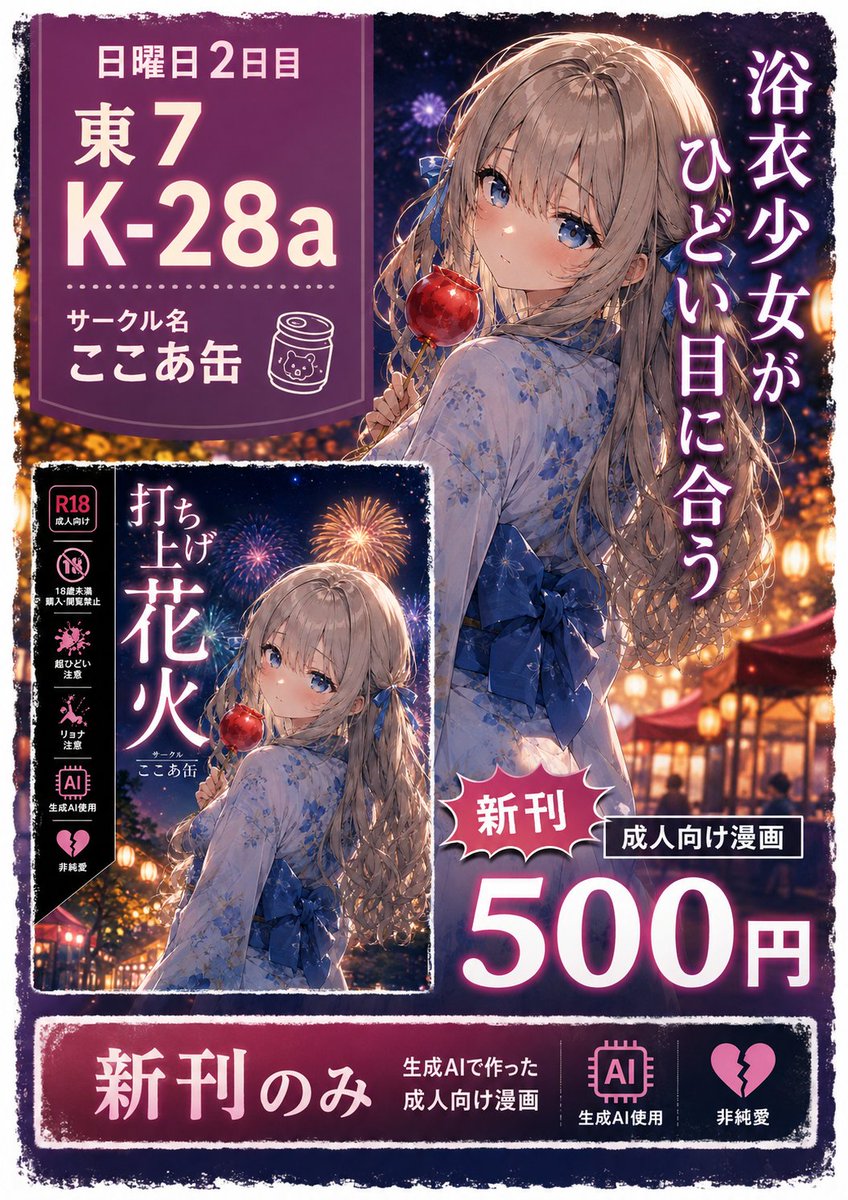 doumo_cocoa_san's tweet photo. 明日の夜市～なんでもありなAI同人即売会～のお品書き
よろしくお願いしまーす！ https://t.co/RlpolD7fci