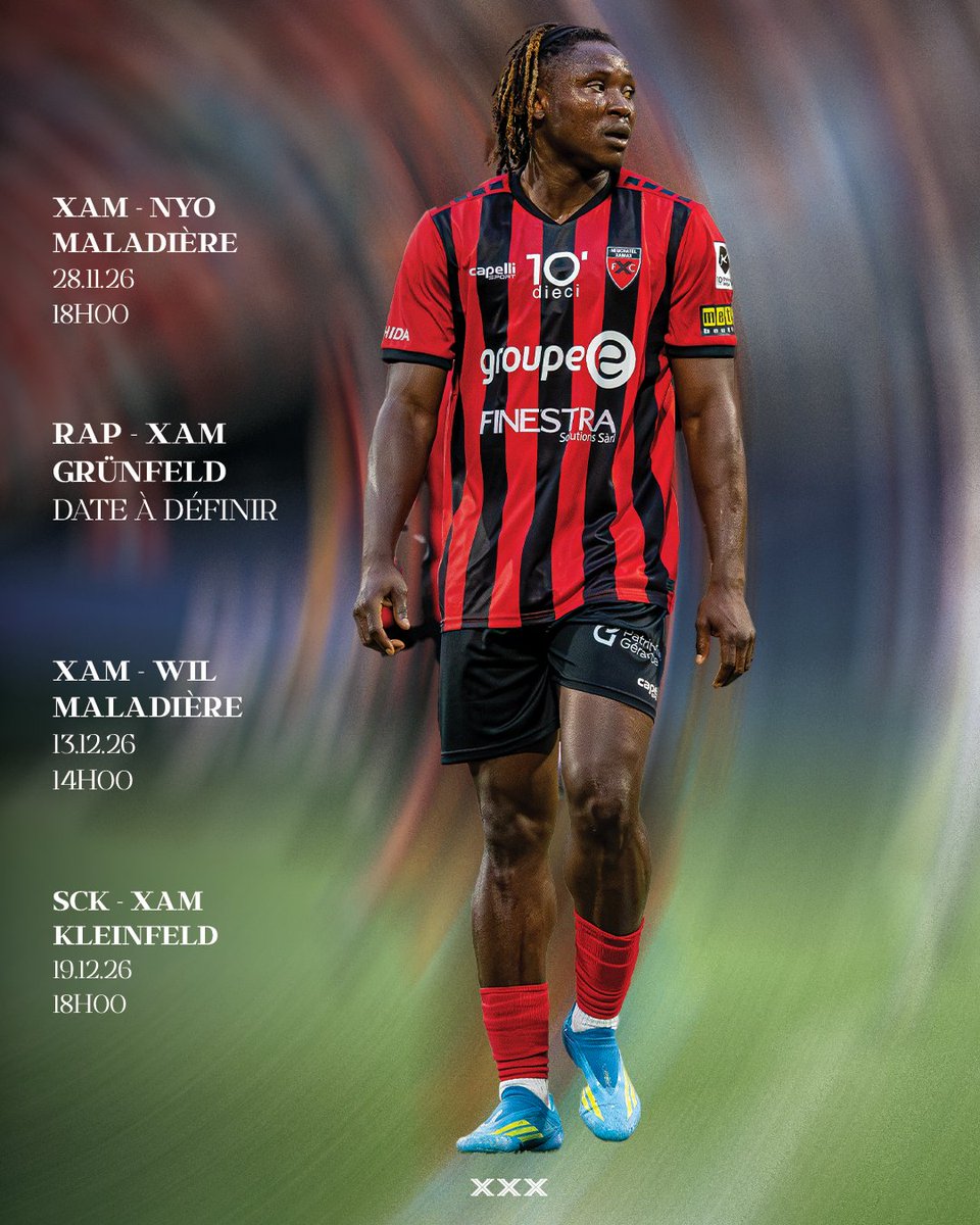 XamaxFCS's tweet photo. 📆🔴⚫️

Découvrez le calendrier du second tour de nos Rouge et Noir pour la saison 2026-2027 📅

#SangRougeNoir https://t.co/KHAACqDAGD
