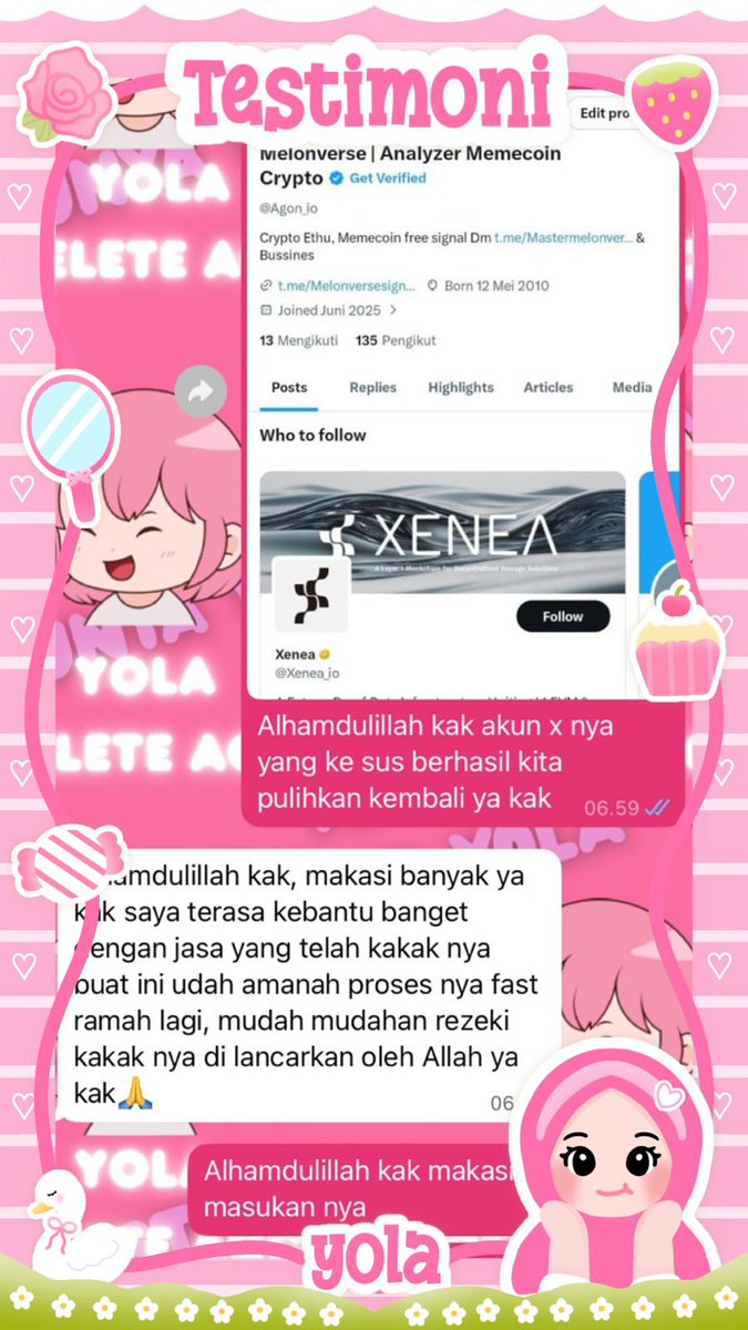 kvesini's tweet photo. JASA PEMULIHAN AKUN/DELETE AKUN, BERGARANSI RESMI GUYSS

KENDALA :#zonajajan
🌷PULIHKAN CHT WA LAMA
🌷JASA SADAP WA/IG
🌷LUPA PASWORD &amp; LUPA DATA2
🌷JASA HAPUS AKUN ALL SOSMED
🌷JASA PULIHKAN AKUN ALL GAME
GOGGLE ,GMAIL,INSTAGRAM,TWITER, FB,TIKTOK,DLL #zonauang

Fast WA di BIO‼️ https://t.co/3iPhKwi0K9