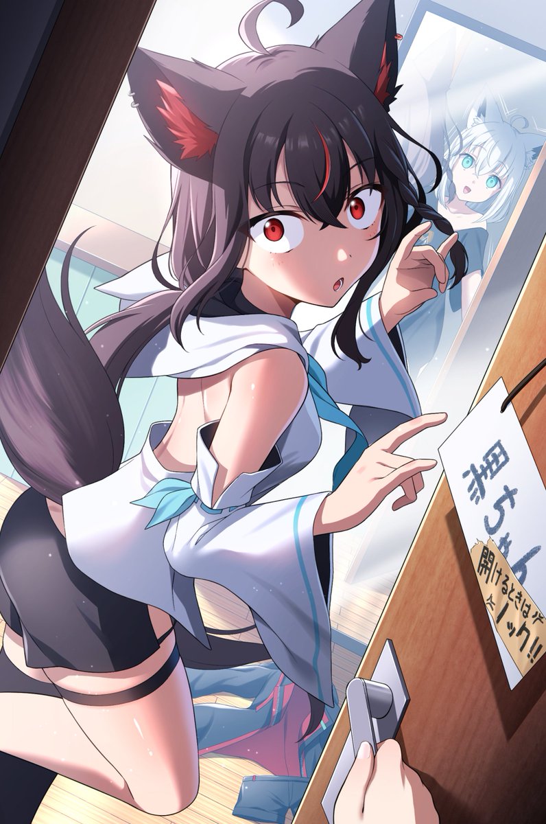 setuna_holo's tweet photo. 黒ちゃーん、わたしの服知らｎ
#絵フブキ https://t.co/JnhAOf9oRw