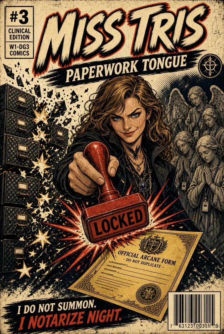 _Miss_Tris's tweet photo. Grok prompt:
"Turn my X account into a comic book cover series" https://t.co/c5HVq9Zbjx