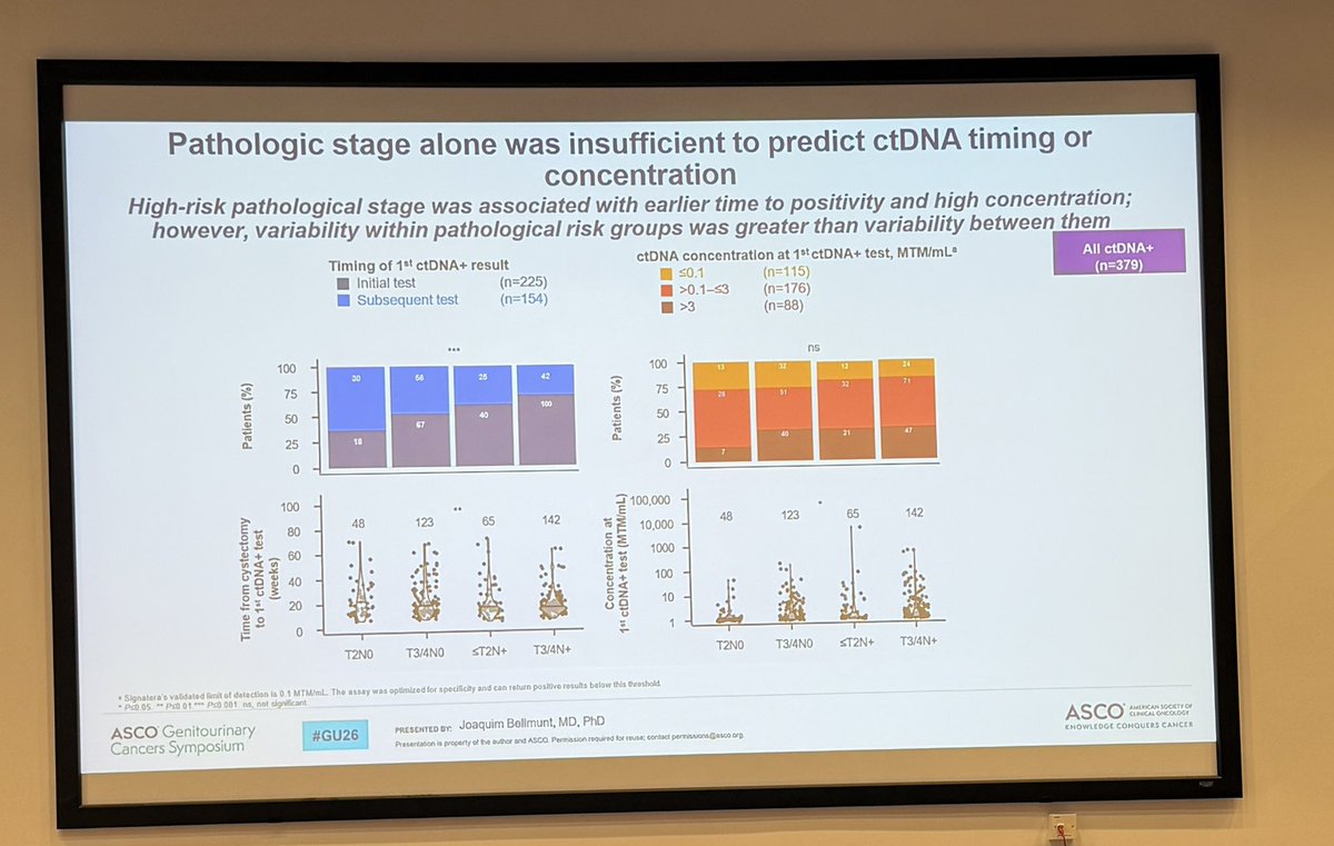 DrYukselUrun's tweet photo. With EV+pembrolizumab broadly effective, do we now need biomarkers to identify who benefits most, or who can safely receive less?

The key question is no longer only “who is high risk?” but “who still has disease?”

ctDNA may help move bladder cancer from static risk groups toward real-time treatment decisions.

Excellent presentation by @PGrivasMDPhD at #IUCS26

@neerajaiims @gbanna74 @Sebastiano_Buti @CinziaConted @dralishadamani @nataliagandur @amg120395 @ravikanesvaran @koshkin85 @MicheleMaffezz @ManiamAkash @ParamMariappan @dmukherji @VanitaNoronha @montypal @DanieleRaggi83 @PasRescigno @jteoh_hk @alison_tree @yekeduz_emre @ONCOassist