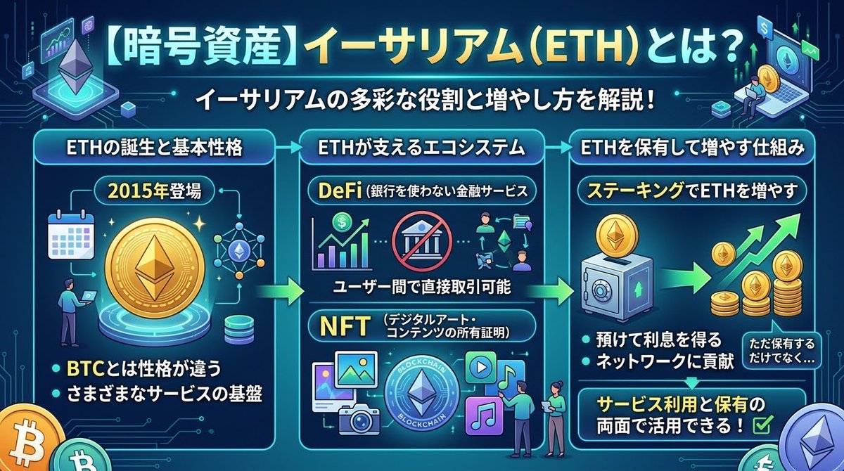 web3_0213's tweet photo. 「BTCとETH、どっちを買えばいいの？」

結論から言うと「どちらが正解か」より「自分の目的に合うか」が大事です。このスレッドで2つの違いをわかりやすく解説しますね。最後まで読むと選び方の基準がクリアになります👇 https://t.co/eceHDPQ4gW