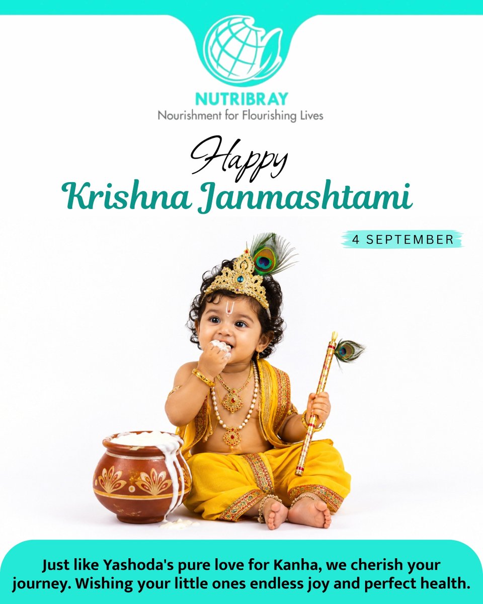 nutribray's tweet photo. 🦚✨ May Kanha bless every little one with endless joy, love &amp; good health. 💙
Happy Krishna Janmashtami! 🙏
#Janmashtami #KrishnaJanmashtami #Nutribray https://t.co/4TjHPSfIzv