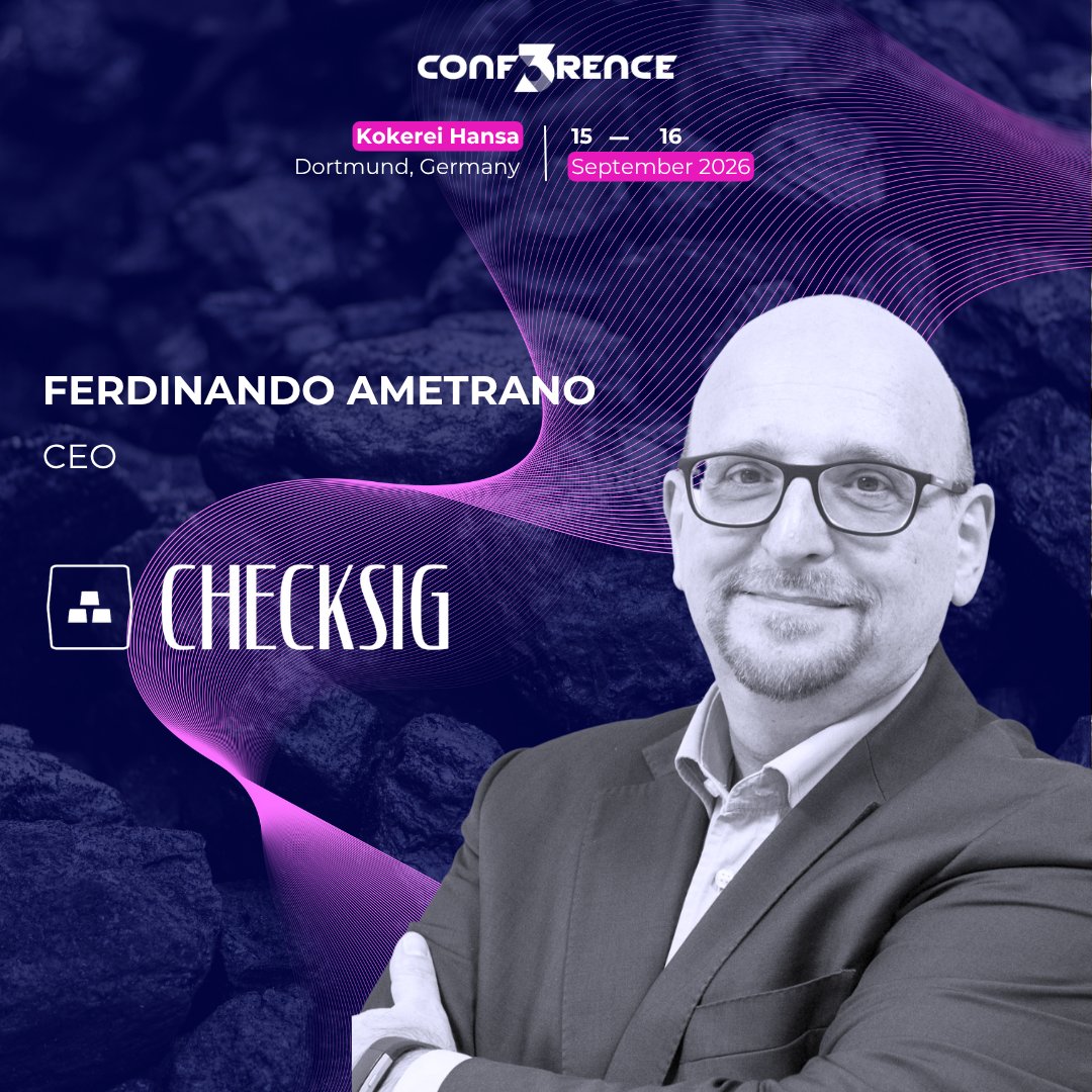 conf3rence's tweet photo. Bitcoin maximalist. Blockchain skeptic. Ferdinando Ametrano is coming to CONF3RENCE 2026.

Co-founder and CEO of CheckSig, the Milan-based Bitcoin and crypto custodian for private and institutional clients. In May 2026 it became the first operator in Italy authorised under MiCAR by Consob, in one of Europe's strictest licensing regimes. Physicist by training, two decades in quant finance at Banca IMI and Monte Paschi Asset Management, founder of QuantLib. Also scientific director of the Digital Gold Institute and adjunct professor at ESSEC Paris.

15 & 16 September, Kokerei Hansa, Dortmund