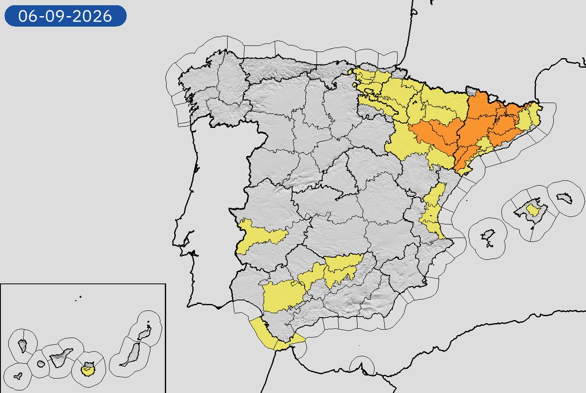 AEMET_Esp's tweet photo. 04/09 11:36 AVISOS PASADO MAÑANA | España: temperaturas máximas y costeros. Nivel máximo de aviso: naranja.
Actualizaciones en https://t.co/BLdoSsO2Qv https://t.co/R2Lvs5sGvq