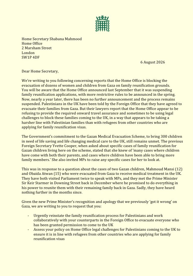 CHinchliffMP's tweet photo. I’ve signed a letter supporting the evacuation of women and children from Gaza.
 
The Gaza genocide is a horrific crime against humanity. The world has watched it unfold in horror.
 
Our values demand solidarity with the Palestinians. We cannot simply face the other way. https://t.co/atgx2euPsJ