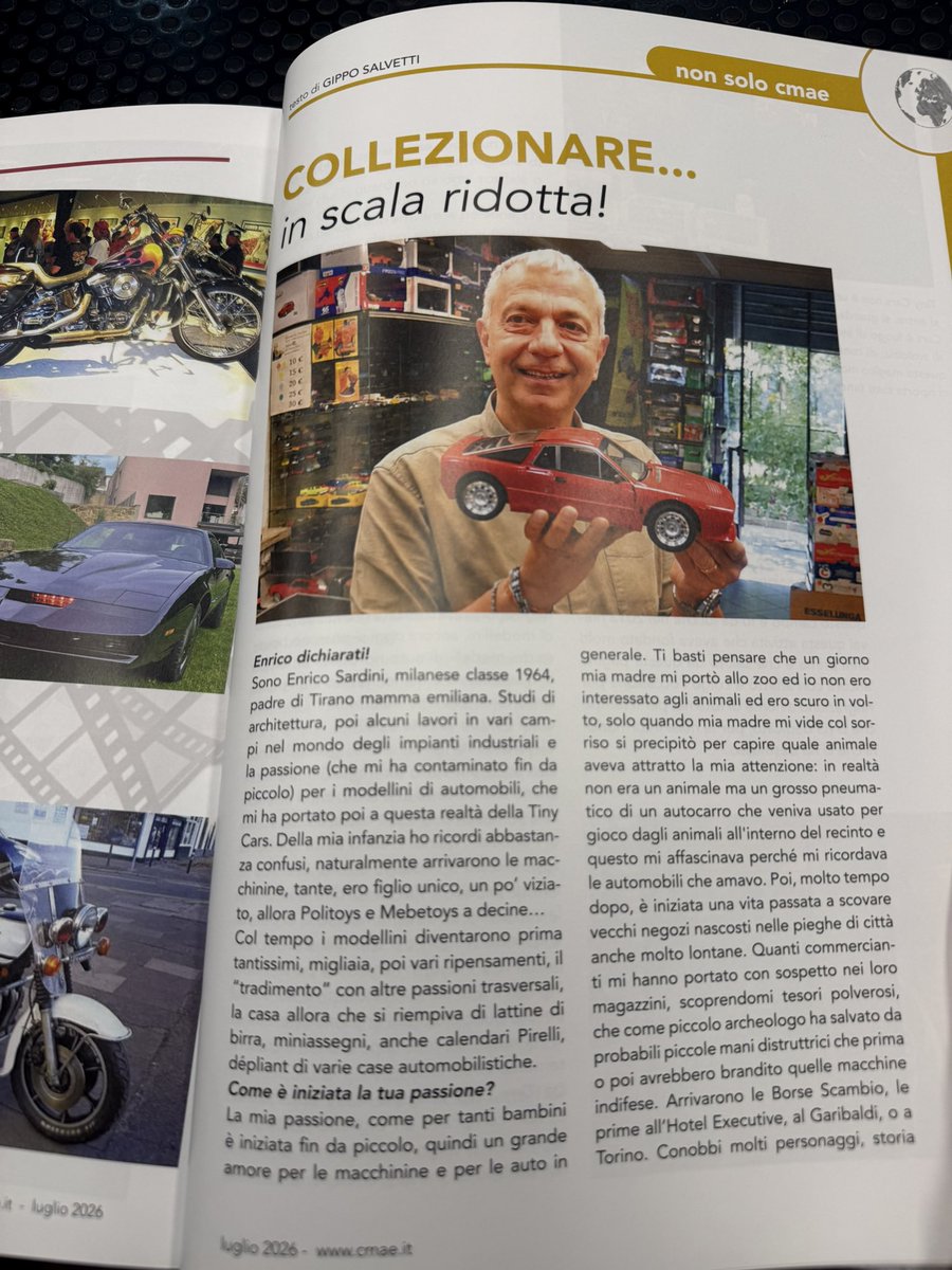 cars_tiny's tweet photo. Un grande onore e soddisfazione ricevere dal presidente del C.M.A.E. Angelo Masotti uno splendido servizio su Tiny Cars di Gippo Salvetti sul magazine di Luglio #tinycars #cmae #autodepoca #auto #car https://t.co/IFQdmpDpB1