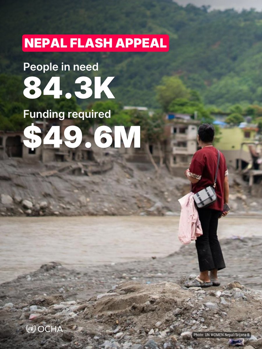 UNOCHA's tweet photo. 84,000 people affected by the disaster in #Nepal urgently need help.

@UN and partners are appealing for nearly US$50M to deliver cash, food, shelter, clean water, healthcare and other life-saving assistance to the most devastated communities.
 
Read more: https://t.co/oRs9hxboE5 https://t.co/GbNyGFclGo