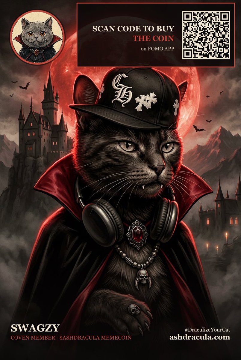 Swagzy_Crypt's tweet photo. My cat SWAGZY just joined The Coven. 🩸🧛‍♂️🐈

Ash was the first.
My cat was next.

Think your cat has what it takes?

$ASHDRACULA #DraculizeYourCat @AshDracula2026 https://t.co/0SZOLWtAnU