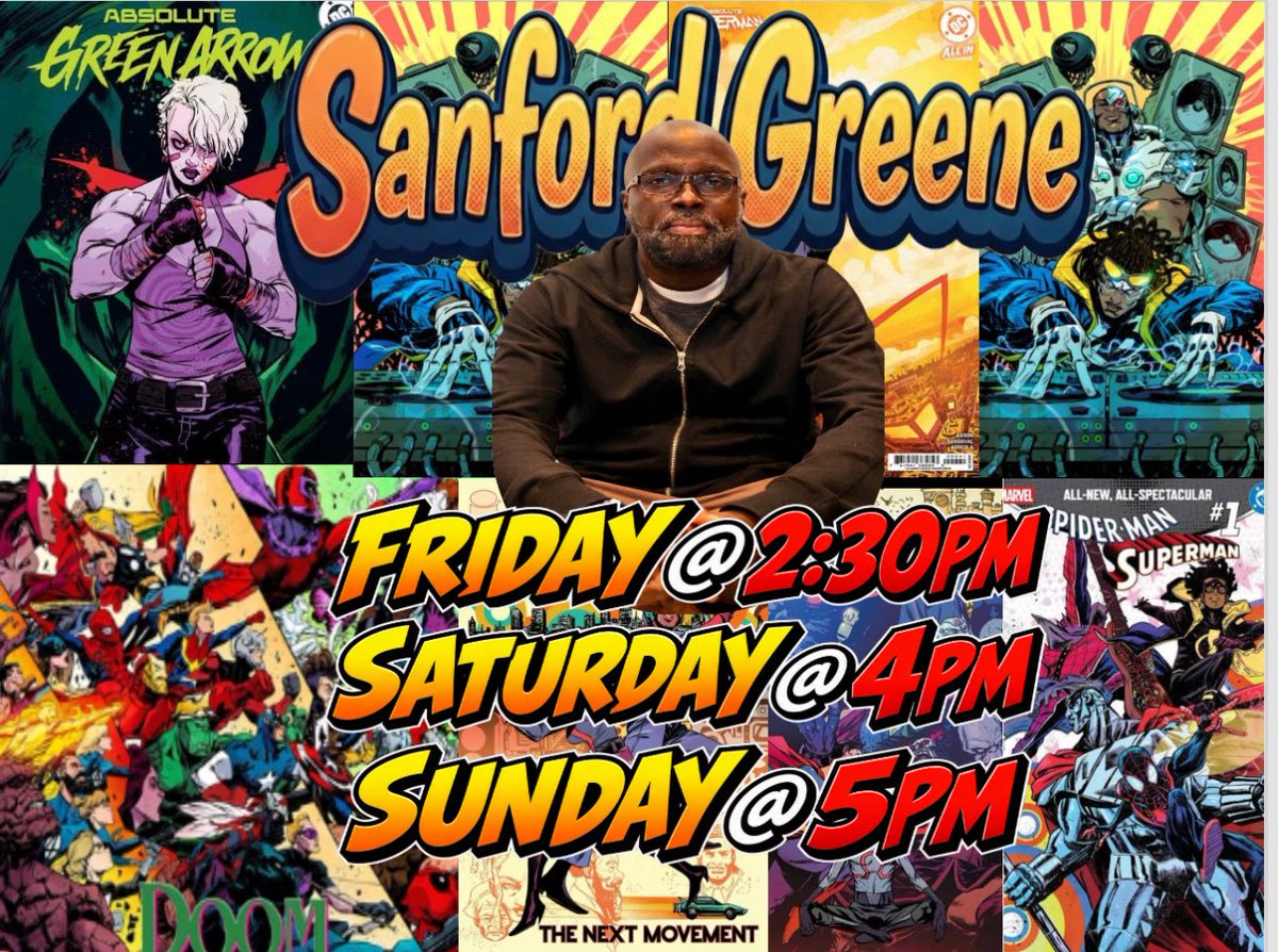ATLcomicscards's tweet photo. Join us this weekend on WHATNOT for an EXCLUSIVE event with the legendary &amp; award-winning SANFORD GREENE! 

🗓️ Mark your calendars and bookmark our shows now:

Friday @ 2:30 PM EST
Saturday @ 4:00 PM EST
Sunday @ 5:00 PM EST https://t.co/HjcRO4oy4g