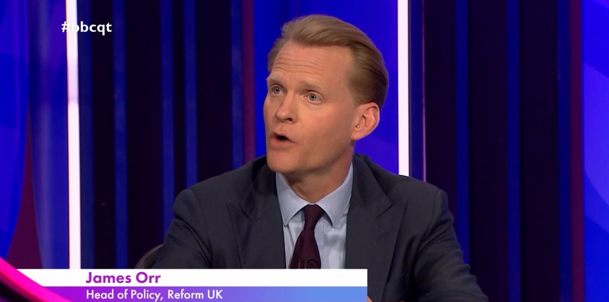 Zero_4's tweet photo. According to Farage, this man, who appeared on #bbcqt in March of this year, is a “contractor”

Reform’s Head of Policy is just a “contractor” https://t.co/Kuk9pHPVAJ