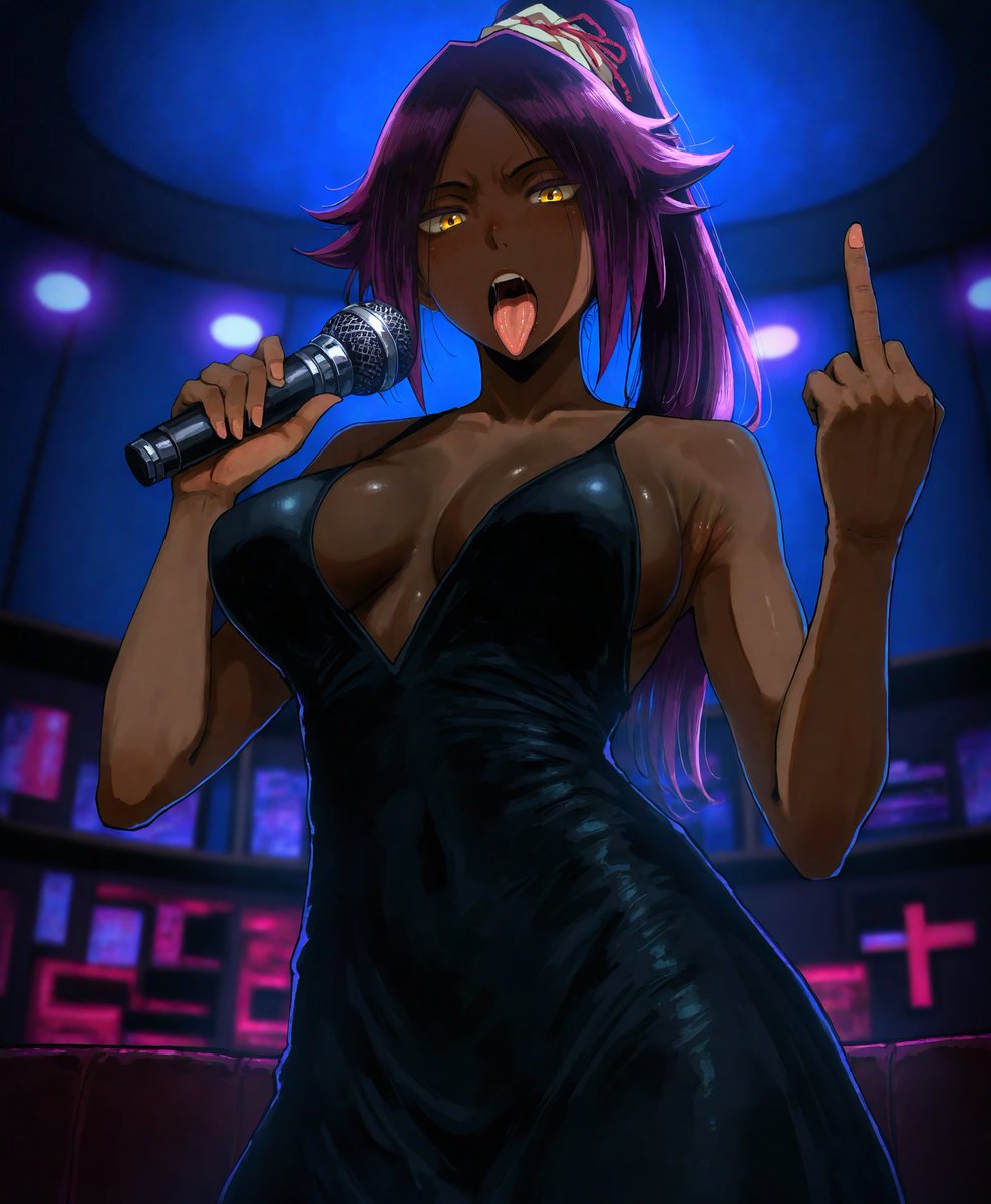 RaRuAI_safe's tweet photo. Yoruichi... Are You Switching Mics? 🐈‍⬛🎤

A karaoke night...

After all that singing, #Yoruichi from #Bleach seems to have discovered that maybe she prefers a different kind of microphone. 🔥

12 highly detailed NSFW image live on Patreon. https://t.co/5dBr9dypmV