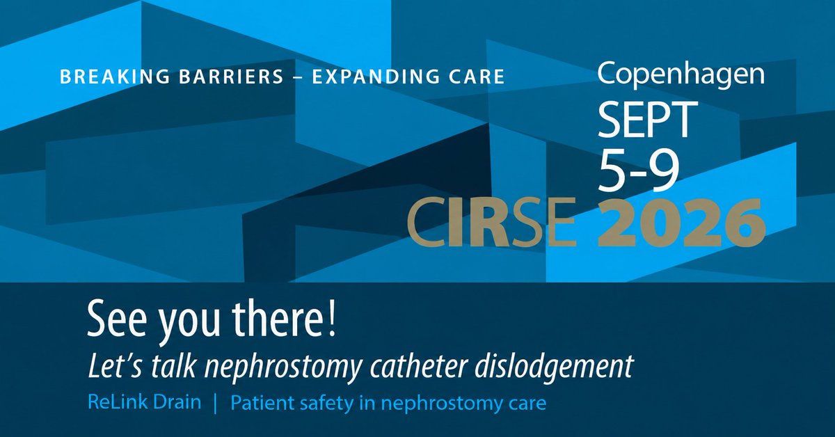InterlinkedAB's tweet photo. See you at @cirsesociety 2026!
We are heading to Copenhagen to meet clinicians, distributors and partners around ReLink Drain — designed to help protect nephrostomy catheters from accidental dislodgement. If you are attending, let’s connect.
Copenhagen | 5–9 September
#CIRSE2026 https://t.co/L1WPDYbPFk