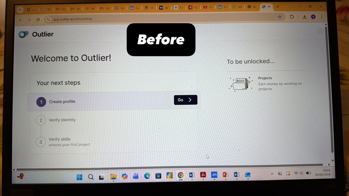 web3theking's tweet photo. For the Time being outlier has remove the verify skill as part of the account creation process unlike before. https://t.co/d5zVRtsVje