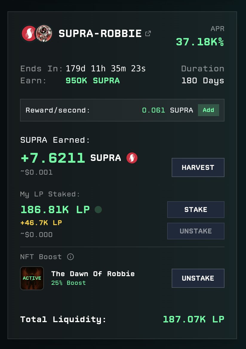 BonJardy's tweet photo. 🚨 NEW FARM ALERT 🚨

loaded ROBBIE + NFT staked @AtmosProtocol 

⚡️ The Supra Heroes Vault ⚡️ https://t.co/lYceVIH9u9