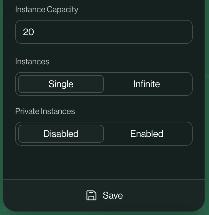 bewebuunaamy's tweet photo. ⚡️∞ Introducing: World Scaling &amp; Private Instances ∞

Want to make a 4v4 game? Set capacity to 8, Instances to infinite.  

Want to have a massive event? Grab your optimized avatars, set capacity to 100+ and instances to single. https://t.co/thqDGgDTh0