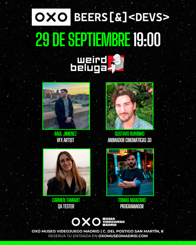 Tukunime_San's tweet photo. ¡Vuelven los BEERS &amp; DEVS de @OXOMuseoMadrid! 💚

¿Os ha flipado DUSKFADE, uno de los éxitos españoles del verano? 🇪🇸🎮

¡Pues el próximo 29 DE SEPTIEMBRE a las 19h podréis conocer a la gente de @WeirdBeluga y saber más sobre el desarrollo del juego! 👇

https://t.co/FkBoyyUiO8 https://t.co/8U1RpeabII