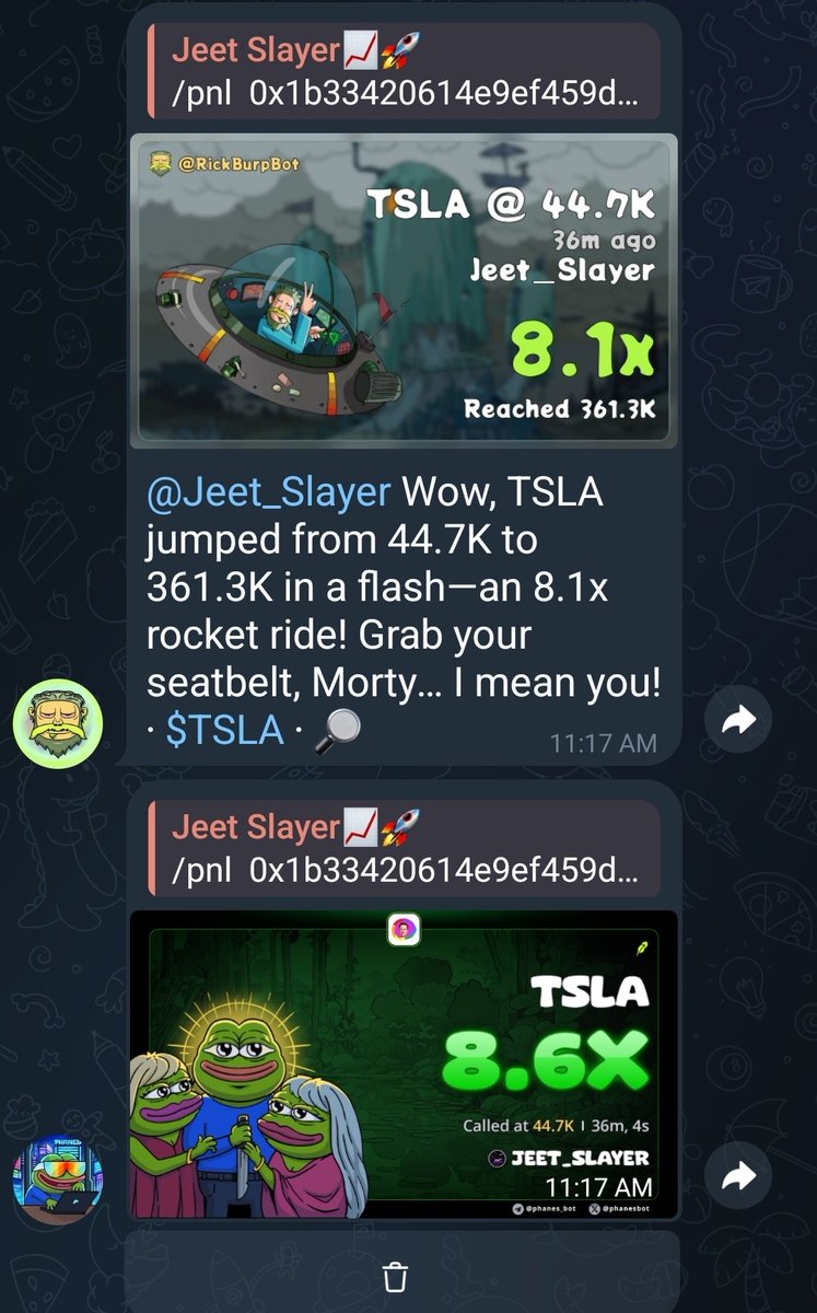 Jeetslayer00's tweet photo. 8.6X PROFIT SECURED 📈 $TSLA

PRIVATE TG CHADS STAY PRINTING 💥 

0x1b33420614e9ef459d047cbe22e5265653776cf7 https://t.co/8Zd3RaJmbk