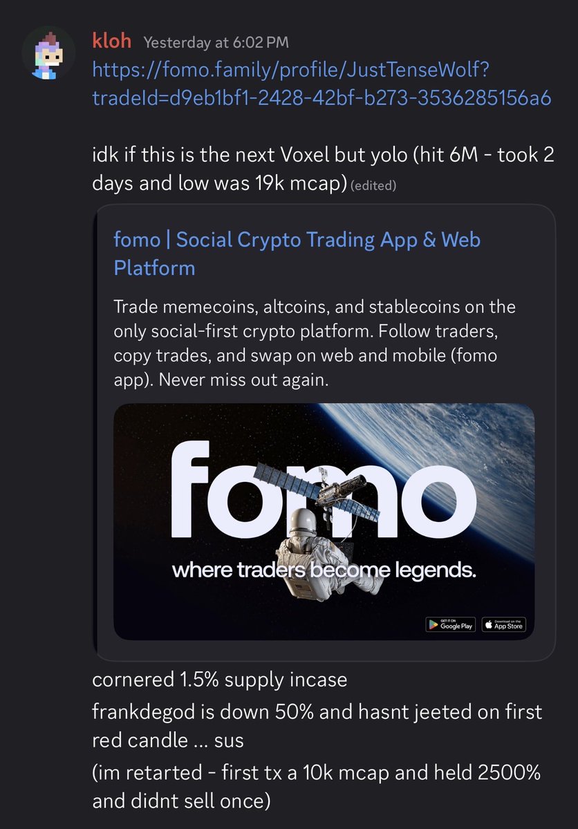 Klohcrypto's tweet photo. My biggest issue is I don’t know how to sell. Round tripped a 2500% the night before..

Other times conviction pays. Still looking for my 6 fig pnl this season. 

Thanks to inspiration from @MINHxDYNASTY @theunipcs being vocal on their public trades. 

Size in early, sit tight and let the bag work.