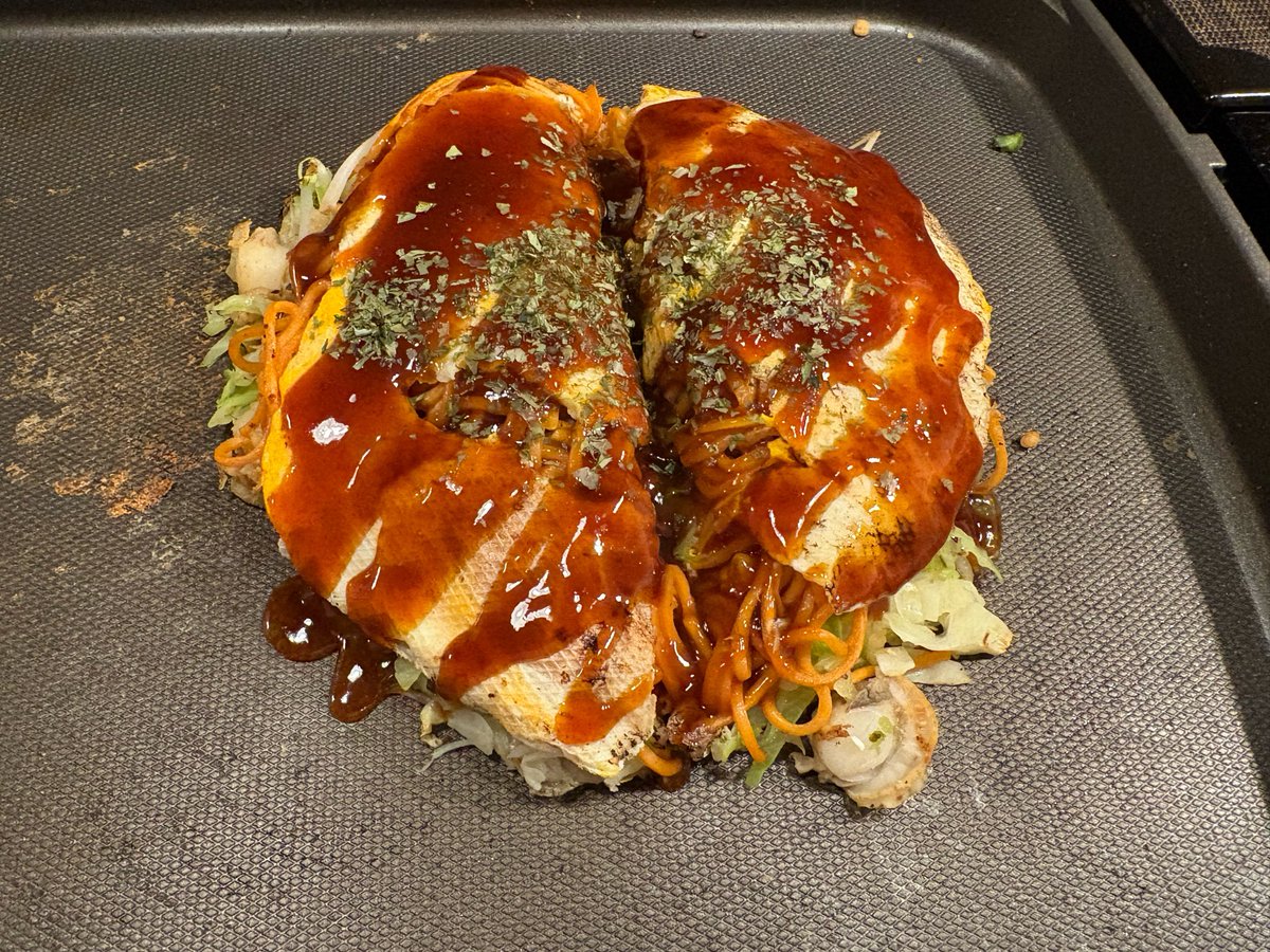 amaumi_trpg's tweet photo. 今日はお好み焼き作った〜 https://t.co/U2Z67tMG5R
