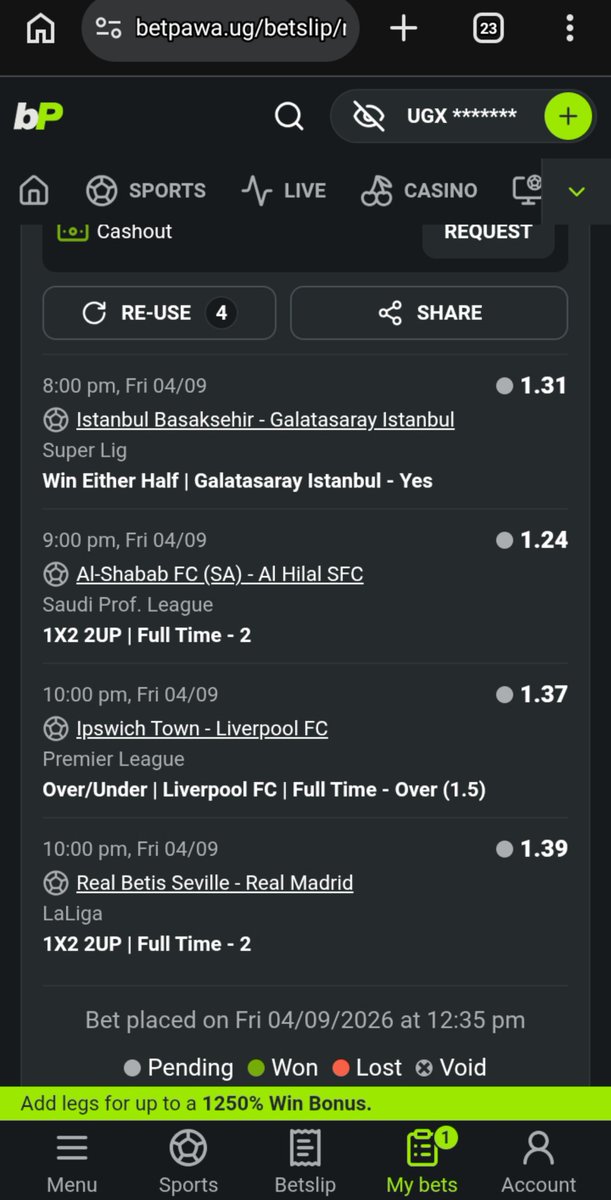 UG_Analyst's tweet photo. Odd 3+ 
Betpawa code 👉👉 JN3DS2X

Additional Odd 10+ posted in channel👇👇 https://t.co/JyGupcUbXw
 
Bet Responsibly🔞🔞🍀🍀🍀 https://t.co/JEYYQBvvkY