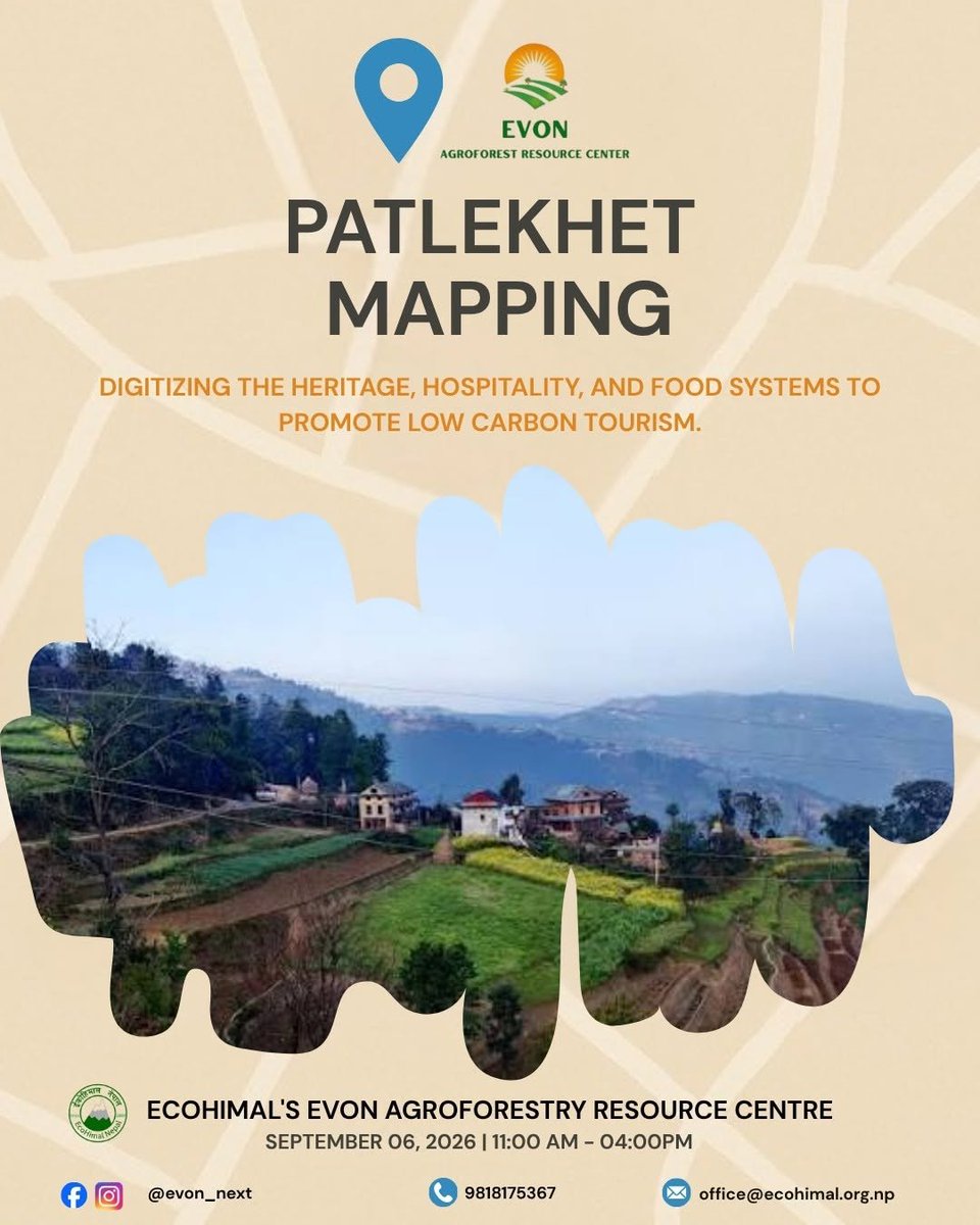 Storycycle's tweet photo. @nepaltourismb @DhakalSaurav @basnyatdev @icimod @tweetsudhan @lahachhap @prajdhan We’re partnering w/ #EcoHimal, #Nextdoor & #Raithaanee to host a Community Mapping Workshop, build Patlekhet’s Digital Twin & celebrate #WorldTourismDay early!
Sun, Sep 6, 2026 |
Details & Registration https://t.co/Xs8VTF4tOs https://t.co/txYv5Wx6Ok