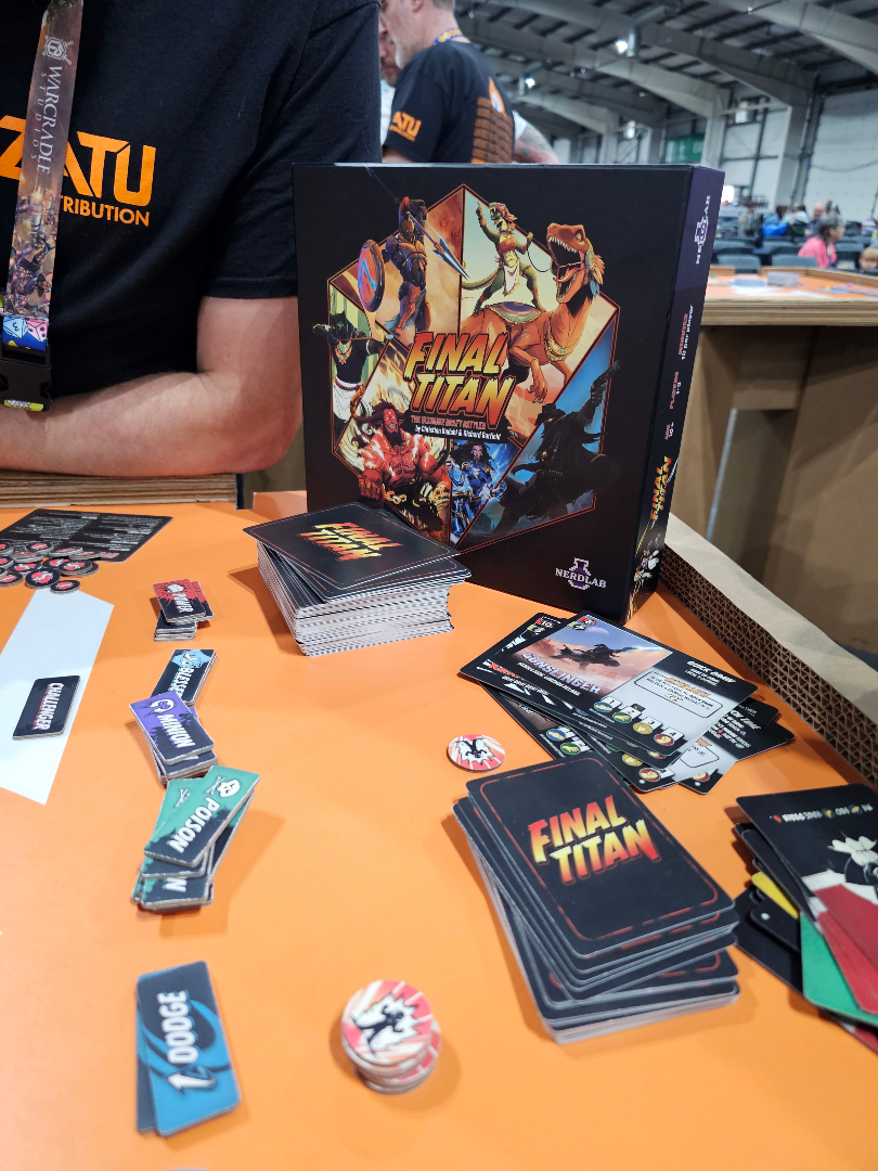 TabletopMag's tweet photo. We made a beeline for Final Titan on Zatu's stand at Tabletop Scotland - and it's a corker. Go have a play, it's the only copy in the UK!

https://t.co/j4cWalKgVq

#TTS2026 https://t.co/EOW3fS0nEi