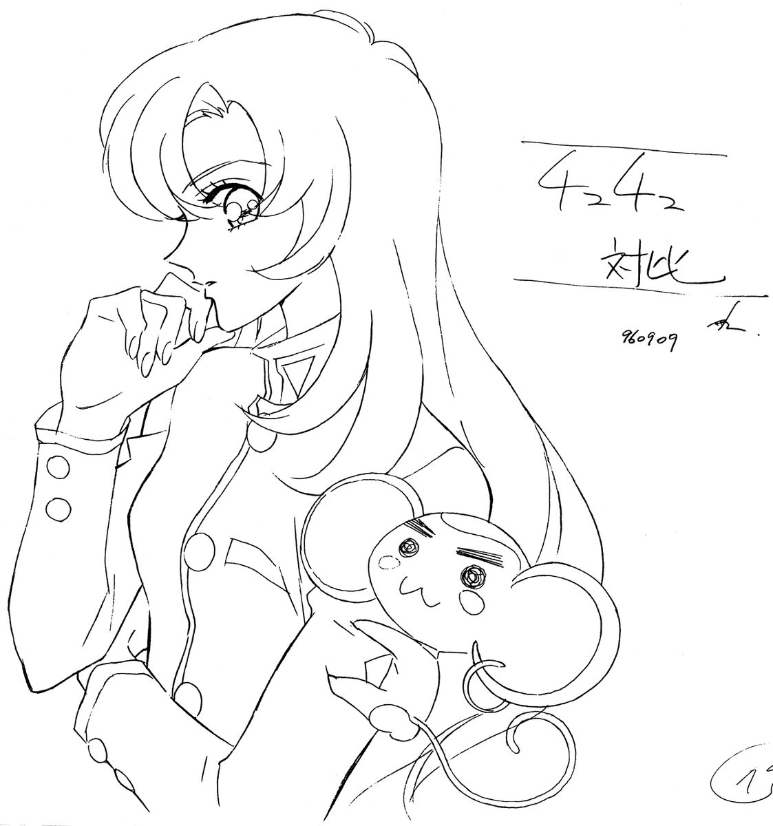 yuriutena's tweet photo. Chu-Chu with Utena Vs. Anthy in the character design illustrations https://t.co/7OLh8PxaFc